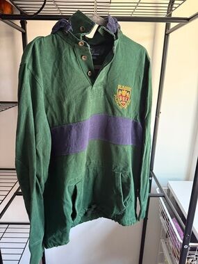 Polo by Ralph Lauren Green and Blue Crest Rugby Shirt
